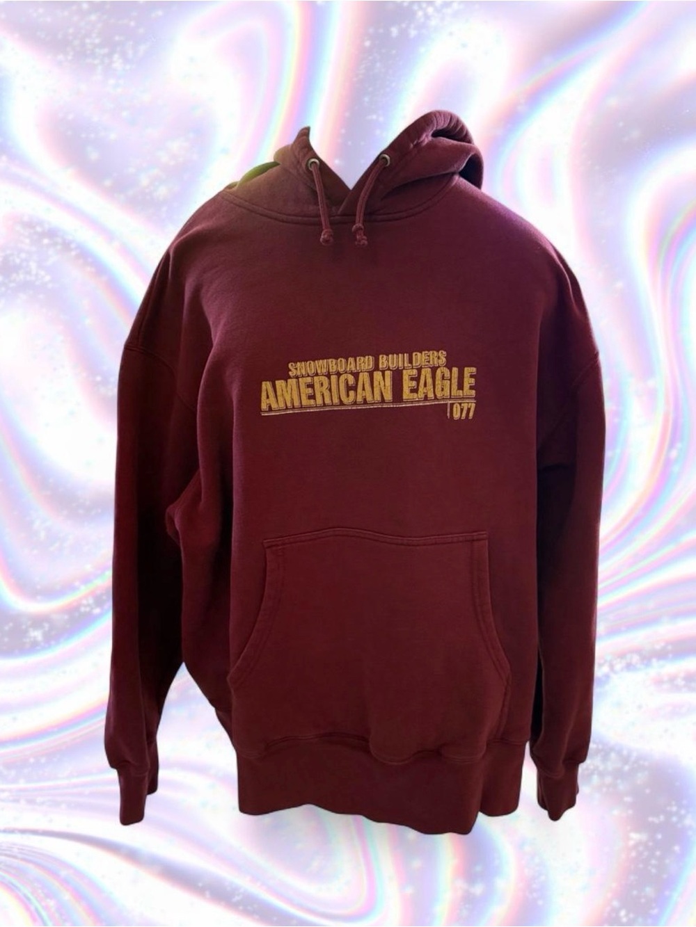 Y2K Skater American Eagle Outfitters Maroon Burgundy Hoodie with Yellow Logo